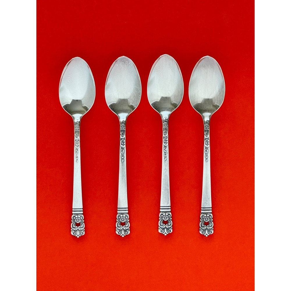 Oneida Silverplate SCANDINAVIA Demitasse Spoons (4) Espresso Coffee Pierced 1970